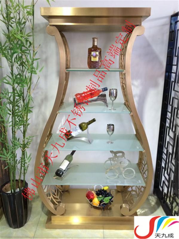 香港铜锣湾餐厅高档欧式不锈钢酒柜，澳门别墅酒窖钛金不锈钢酒架